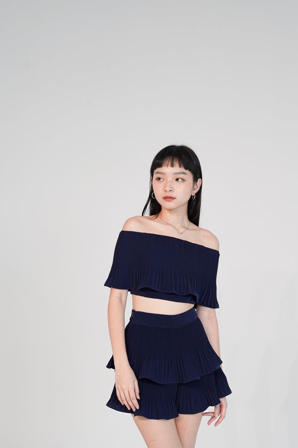 Carrie V2 Pleated Top in Navy