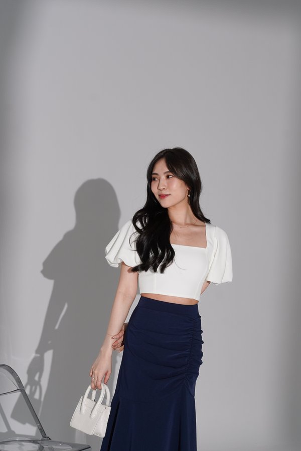 Ines Bubble Sleeve Top in White
