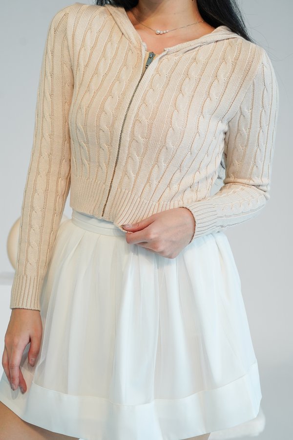 Rae Zipper Cardigan in Woolly Beige