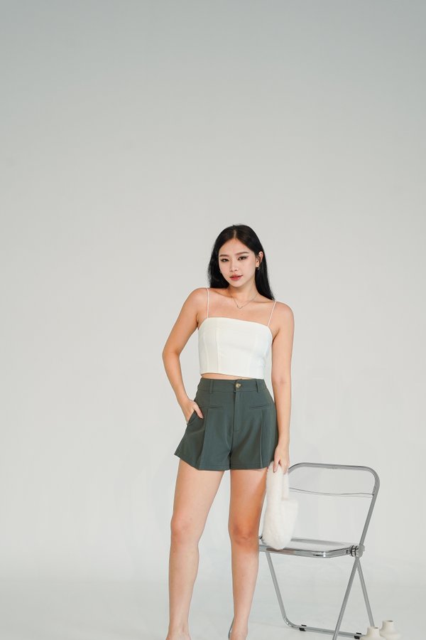 Jace Button Shorts in Dusty Emerald
