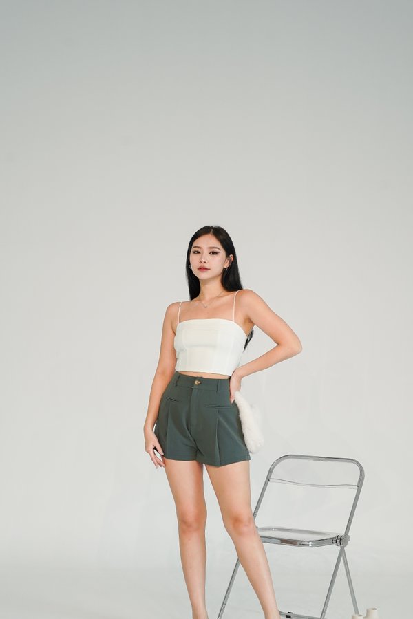 Jace Button Shorts in Dusty Emerald