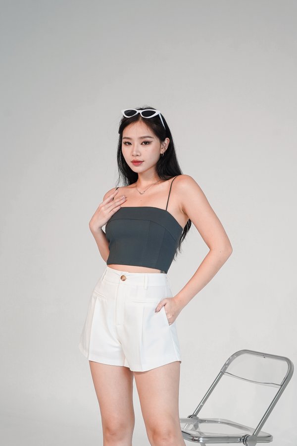 Jace Button Shorts in White