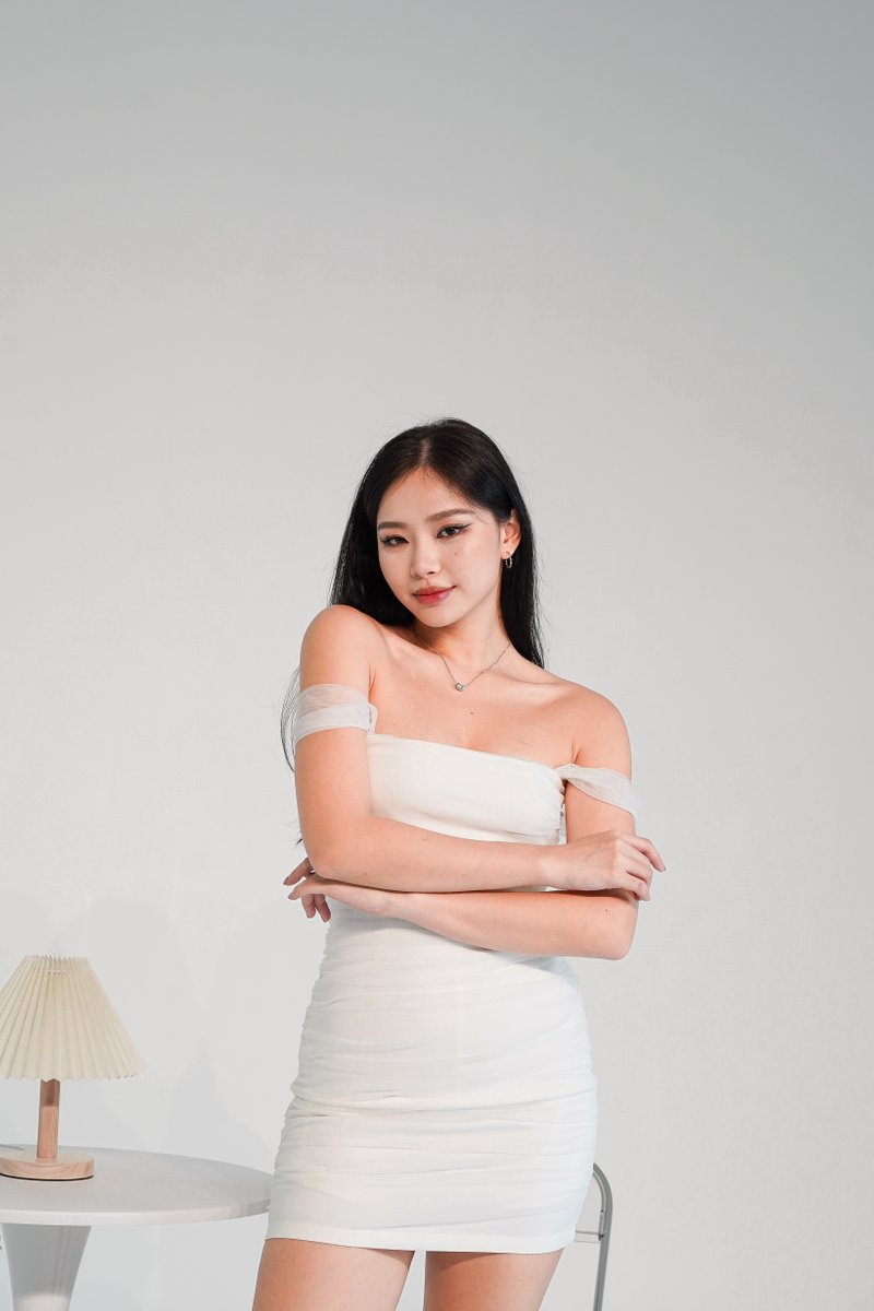 Niko Mesh Mini Dress Romper in White | Mikayla