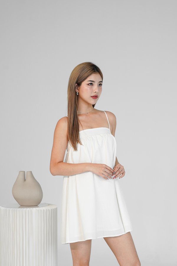 Serena V2 Textured Dress Romper in White