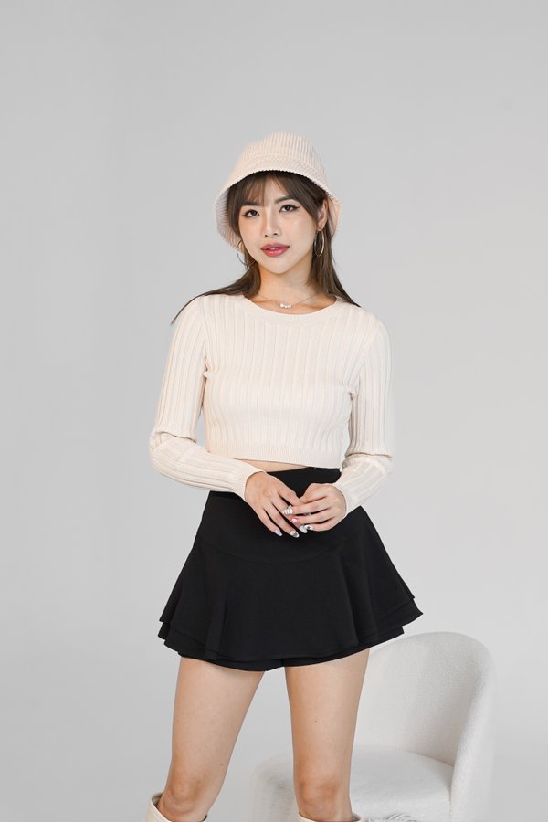 Leia Long Sleeve Knit Top in Woolly Beige