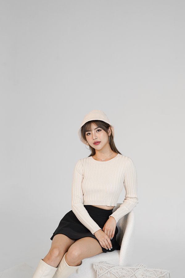 Leia Long Sleeve Knit Top in Woolly Beige