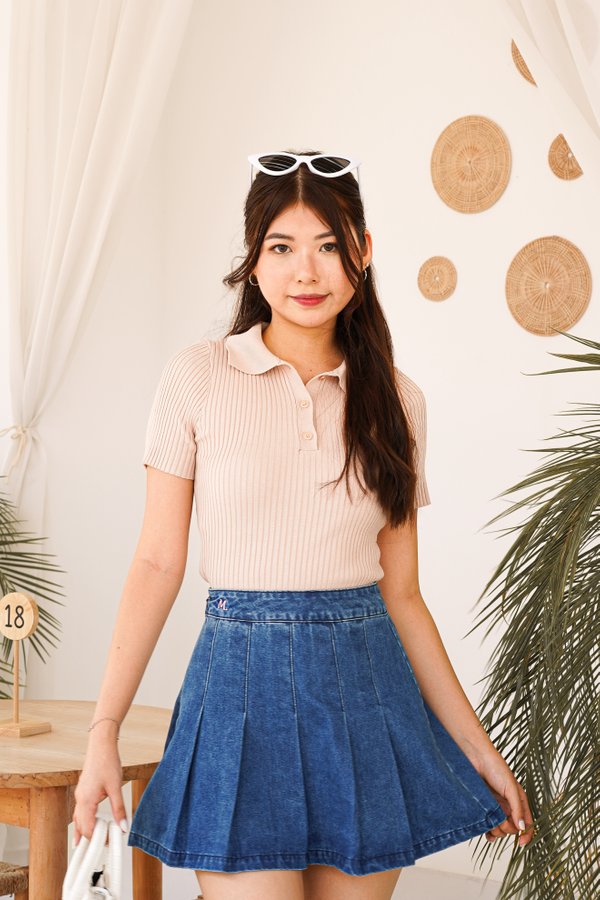 Kylie Knit Polo Tee in Dusty Pink
