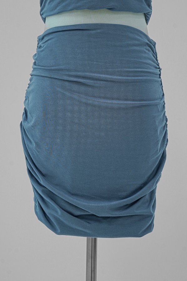 Izzie Ruched Skirt Co-ords in Dusty Blue
