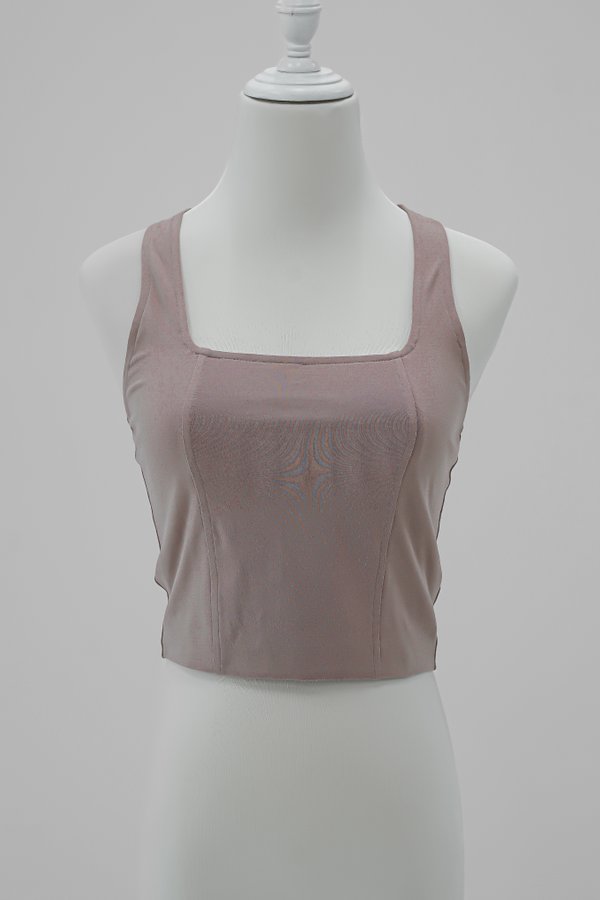 Dawn Cross Back Top in Taupe