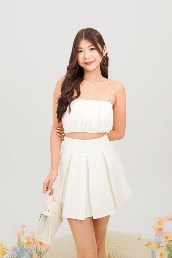 Zaria Padded Ruched Top in White
