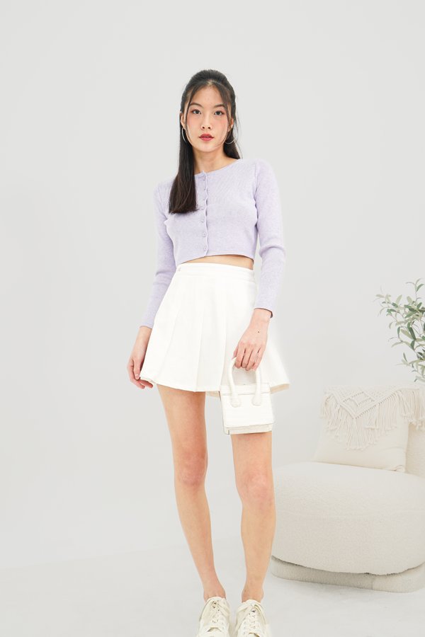 Aidy Knit Button Long Sleeve Top in Lilac