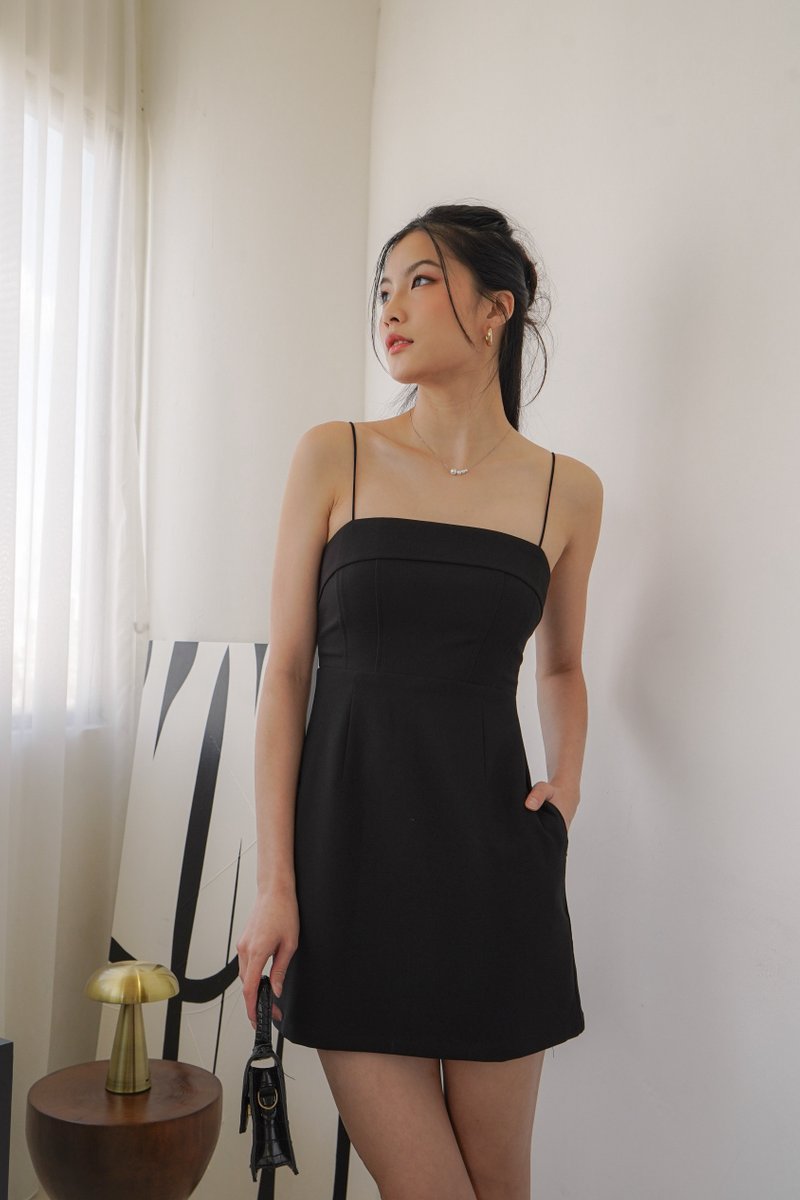 Lara Mini Dress Romper in Black | Mikayla