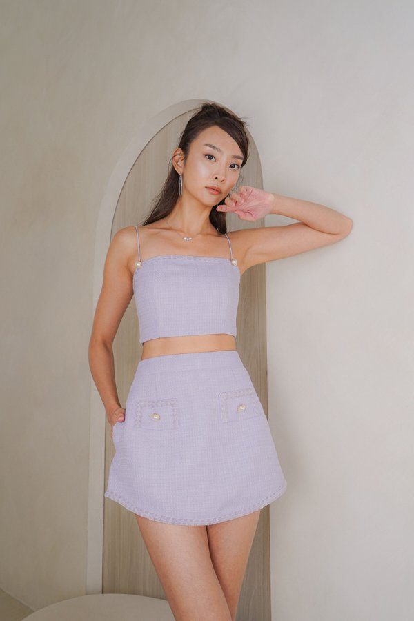 Victoria Tweed Top in Dusty Lilac 