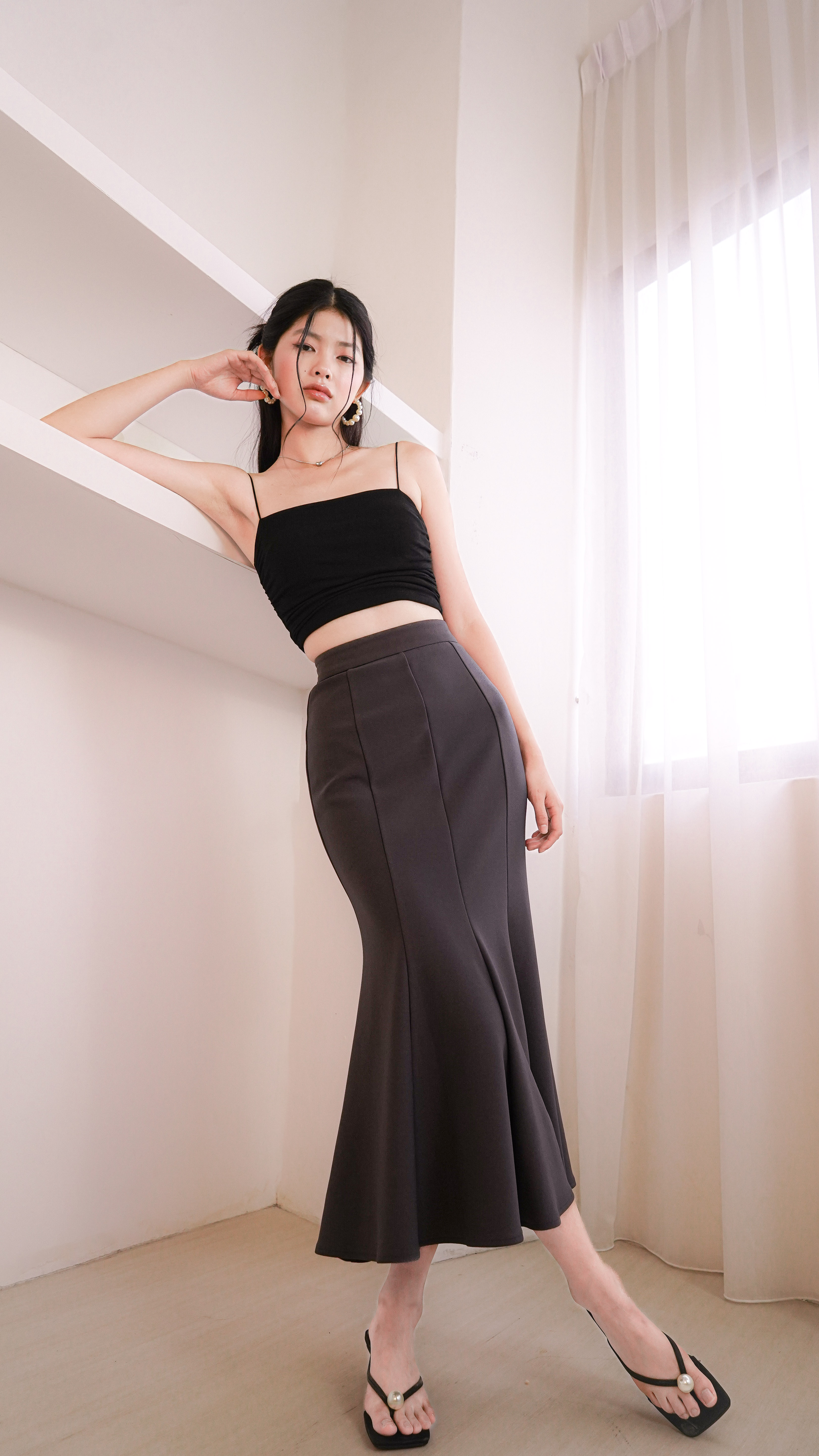 Light Grey Mermaid Flare Skirt, kay me