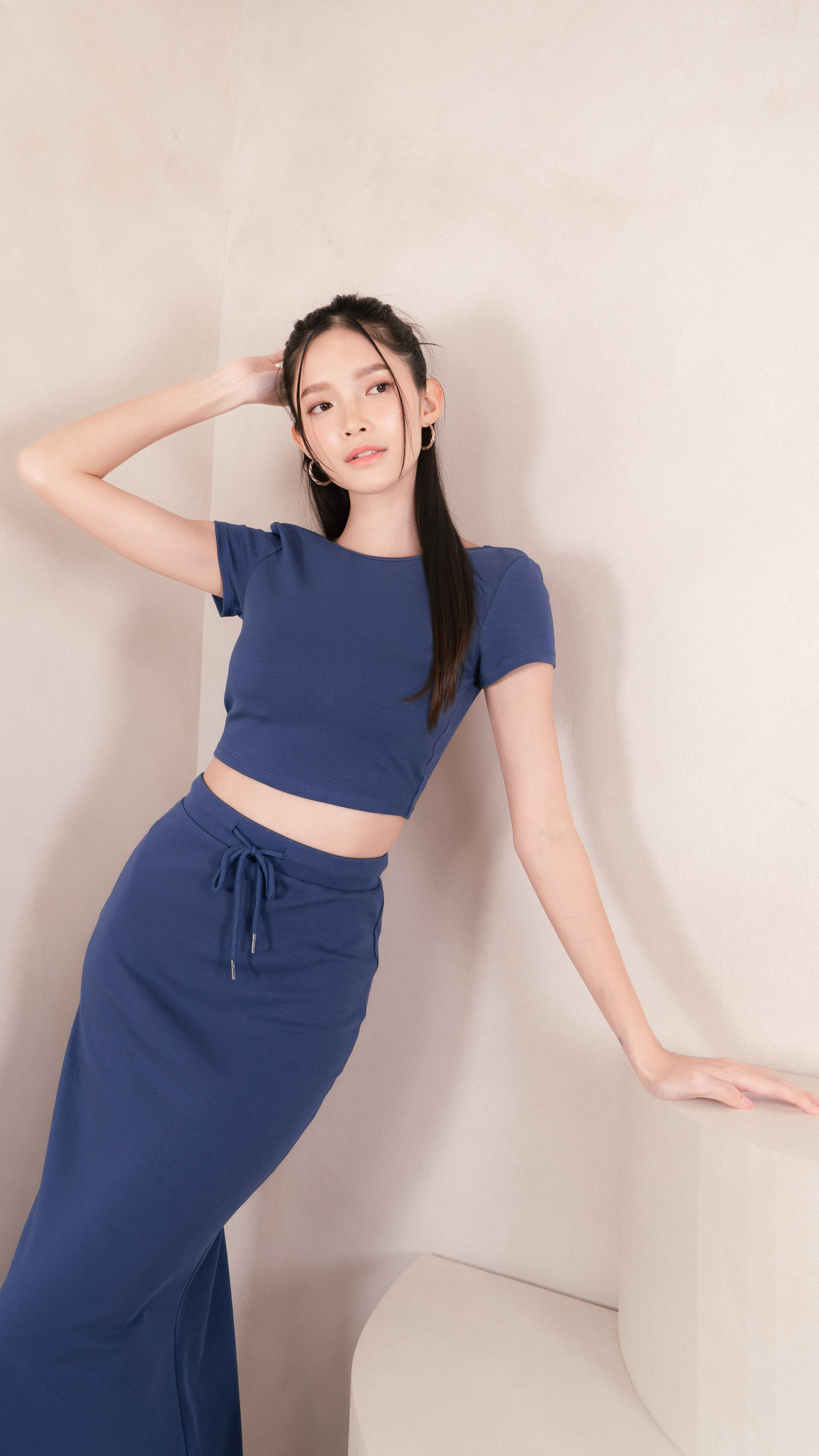 Abbie Draw String Midi Skirt in Alpine Blue | Mikayla