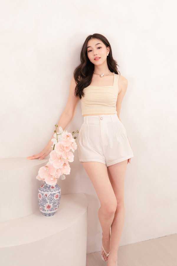 Inzy Pearl Button Shorts in White