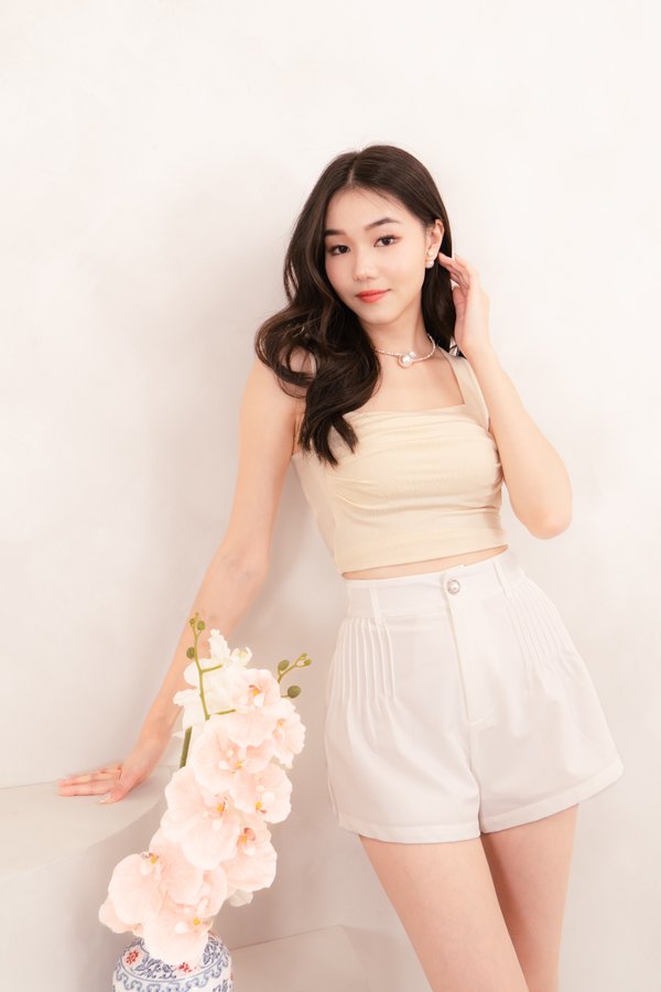*BACKORDER* Ashley V3 Padded Ruched Top in Pale Yellow