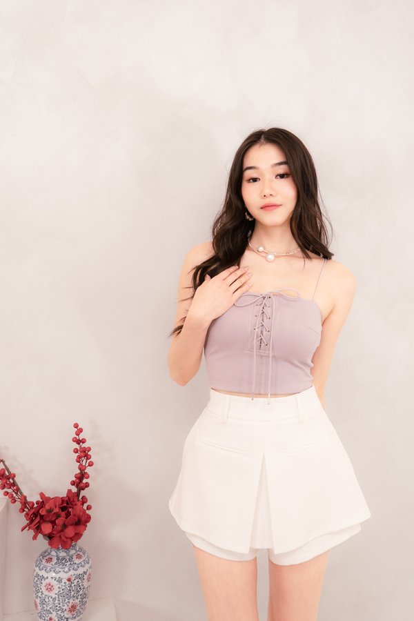 Gwendolyn Front Self Tie Top in Lilac