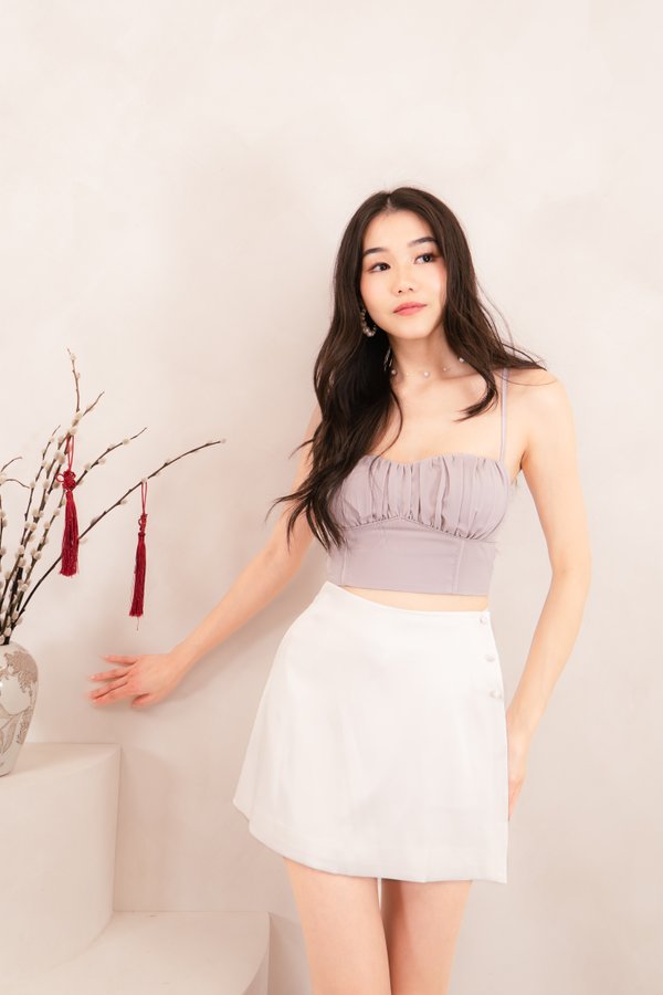 Helena Padded Sweetheart Ruched Top in Lilac