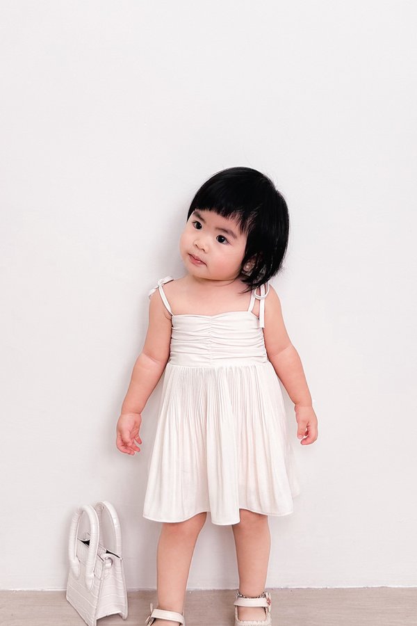 Little Gabbie Pleated Dress in Ivory