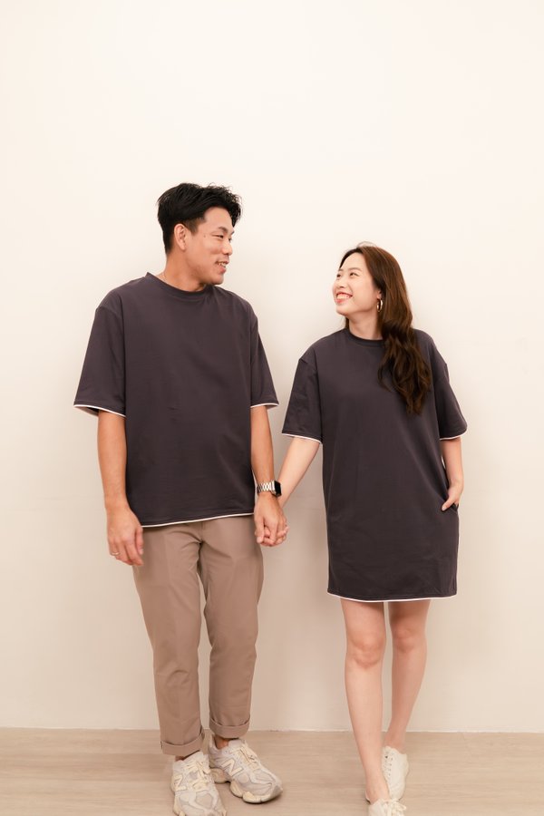 Mikayla Men Contrast T-shirt in Slate Grey