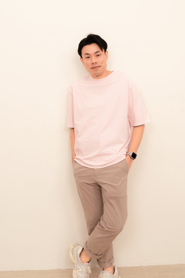Mikayla Men Contrast T-shirt in Light Pink