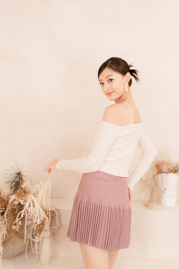 Koda Crossneck Off Shoulder Knit Top in Off White