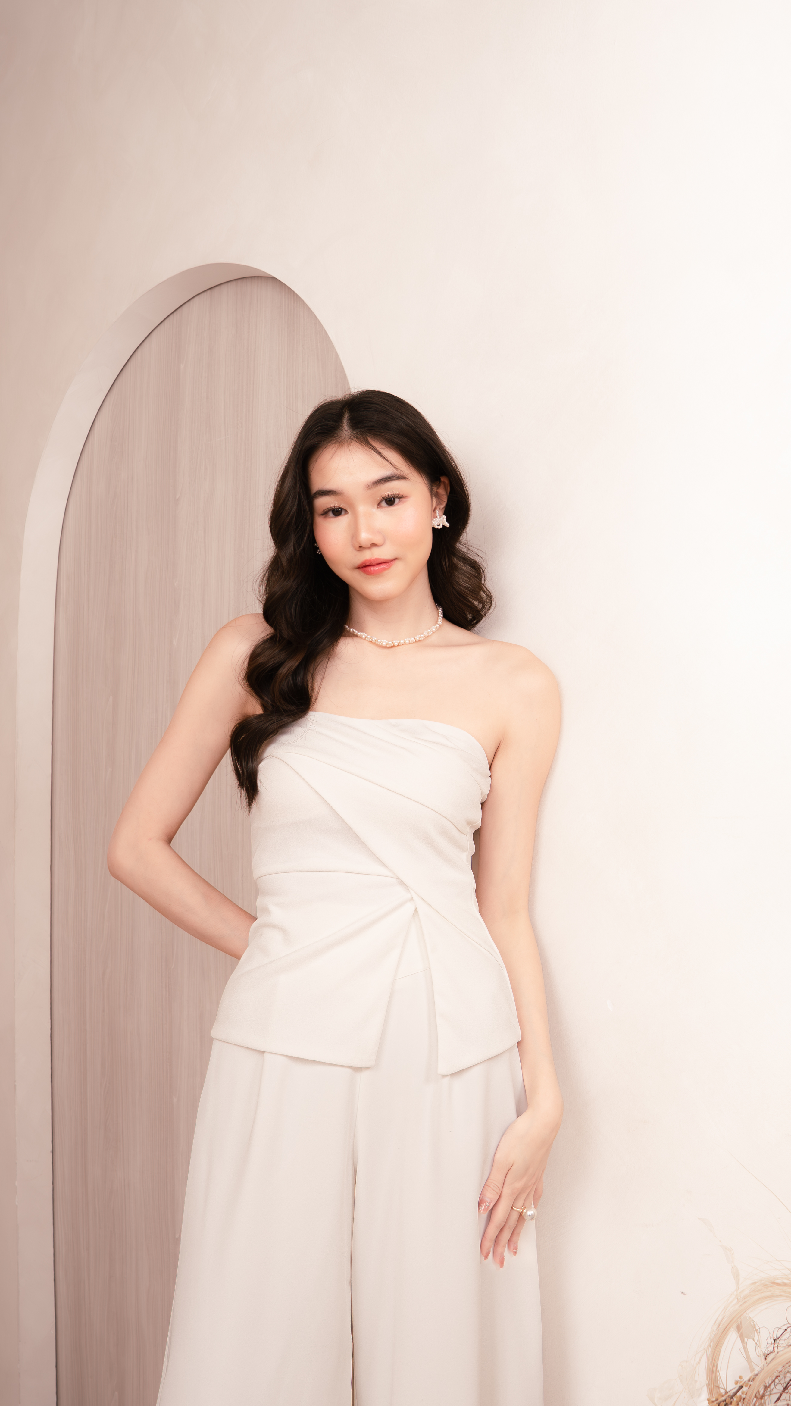 Imelda Padded Side Slit Peplum Top in White | Mikayla