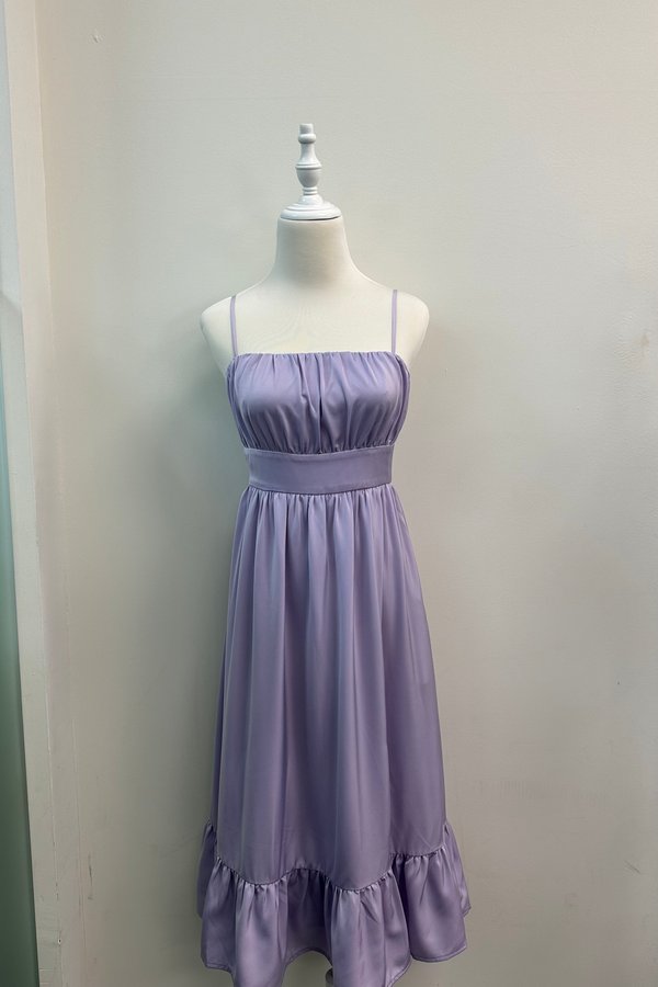 Leanne Straight Neck Midi Dress in Lilac