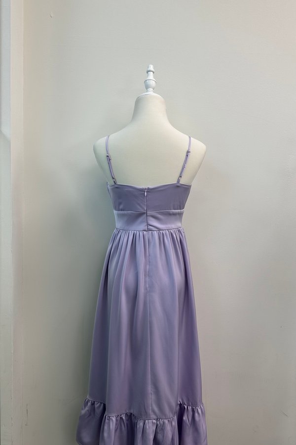 Leanne Straight Neck Midi Dress in Lilac