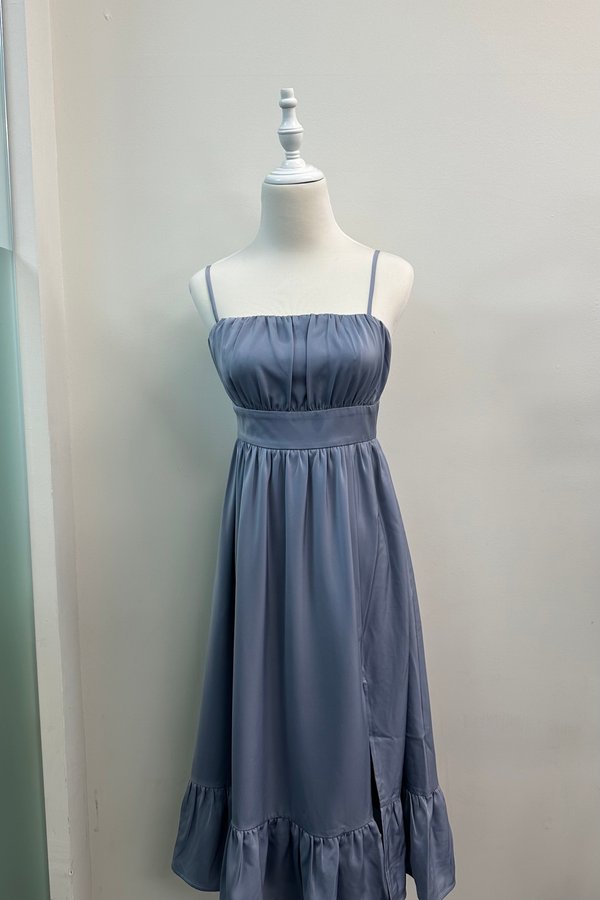 Leanne Straight Neck Midi Dress in Powder Blue