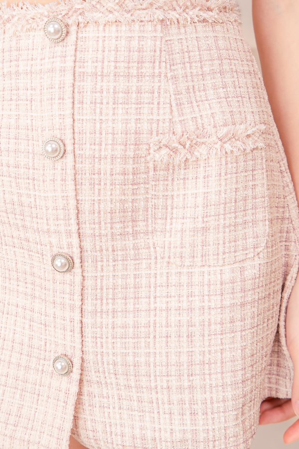 Gemma Suede Tweed Skorts in Pink with Lilac Threads