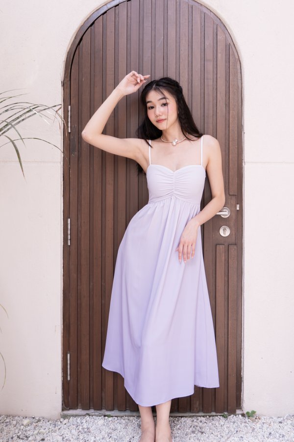 Twinkle Ruched Maxi Dress in Ombre Lilac