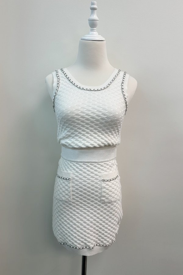 Mariella Knit Chain Skirt in White
