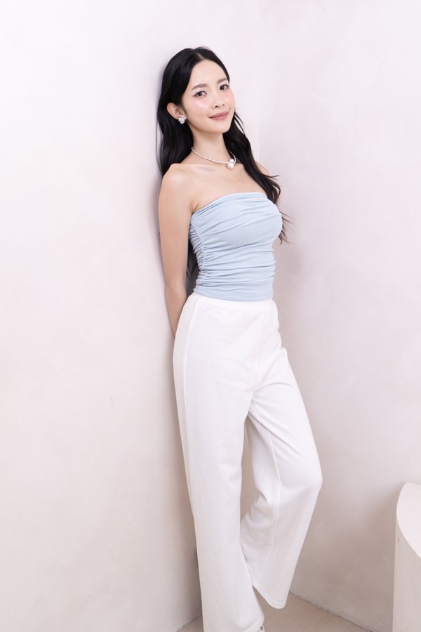 (BARE/BASIC) Kayla Ruched Tube Top in Baby Blue