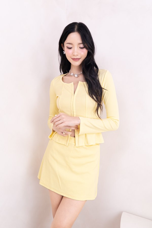 Canice Long Sleeve Ribbed Knit Top in Skittle Yellow