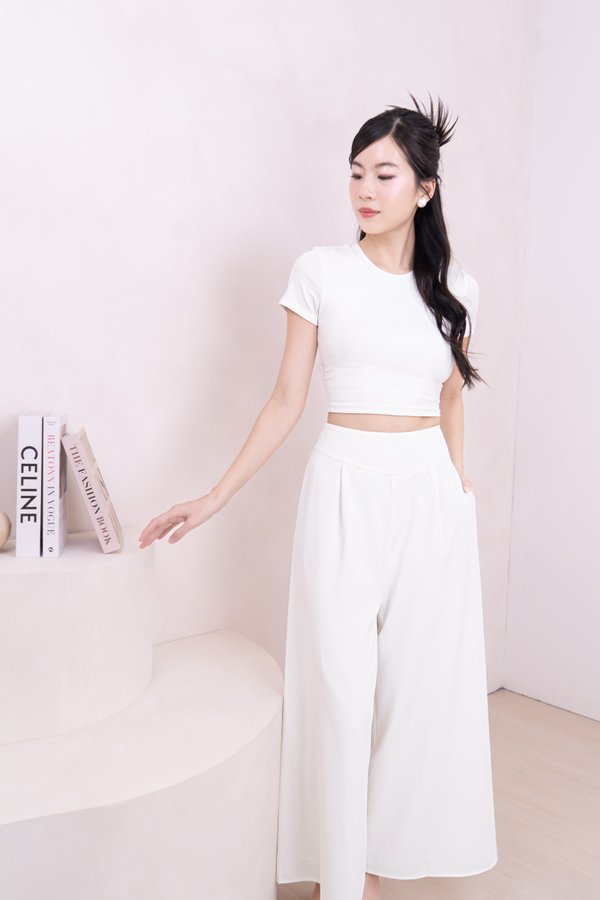 *BACKORDER* Alina High Waisted Petite Pants in White