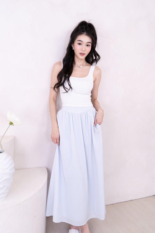 Kimmy V Waistband Maxi Skirt in Sky Blue