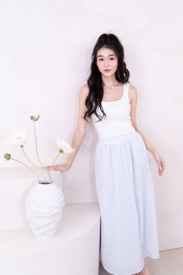 Kimmy V Waistband Maxi Skirt in Sky Blue