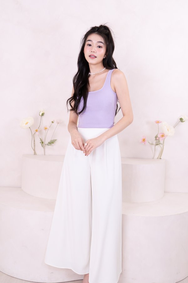 (BARE/BASIC) Caprise Back Ribbon Bow Sleeveless Top in Lilac