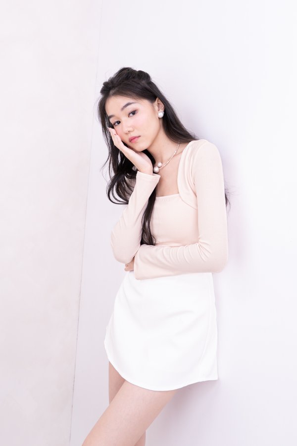 Melora Cami Top with Bolero Cardigan in Ivory Beige