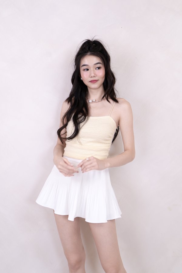 Kiko Furry Cami Top in Pale Yellow