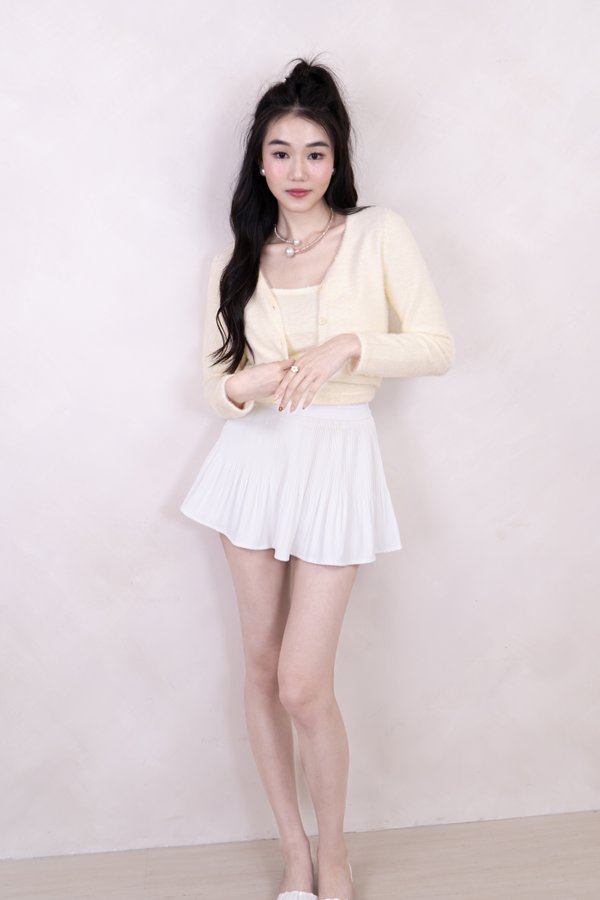 Kiko Furry Cardigan in Pale Yellow