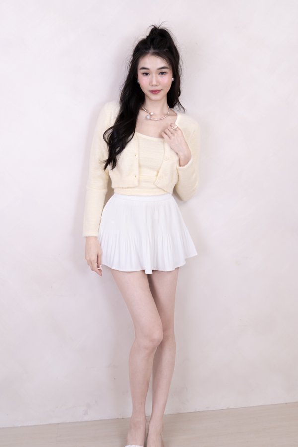 Kiko Furry Cardigan in Pale Yellow