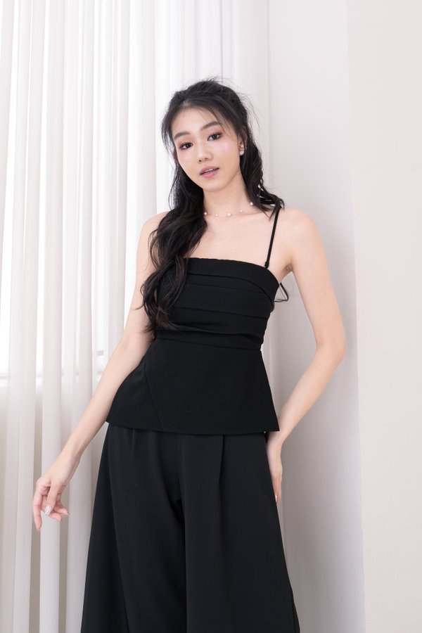 Harley Overlap Peplum Top in Black