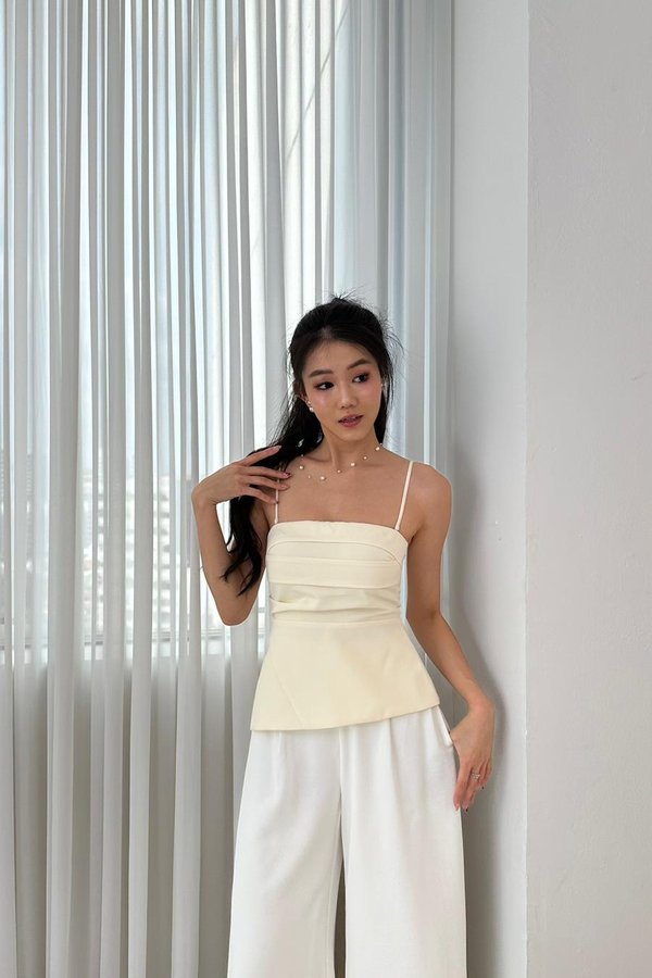 Harley Overlap Peplum Top in Pale Yellow