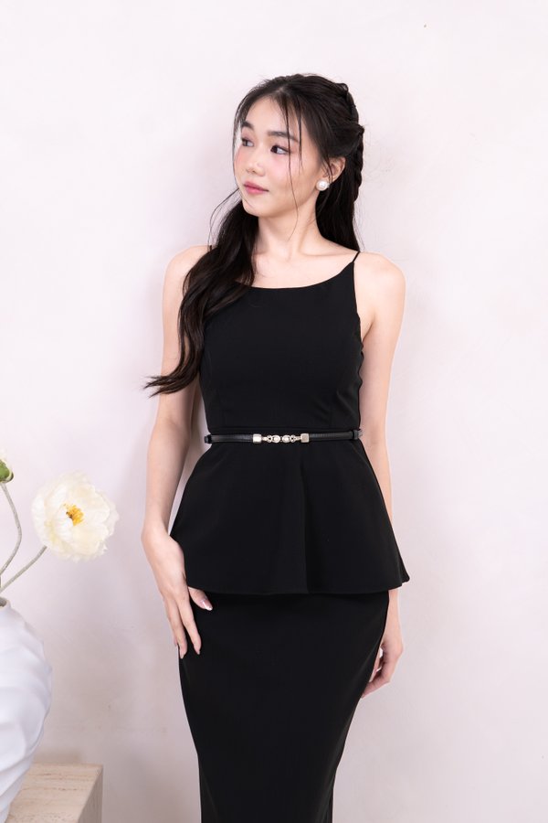 Freida Peplum Top in Black