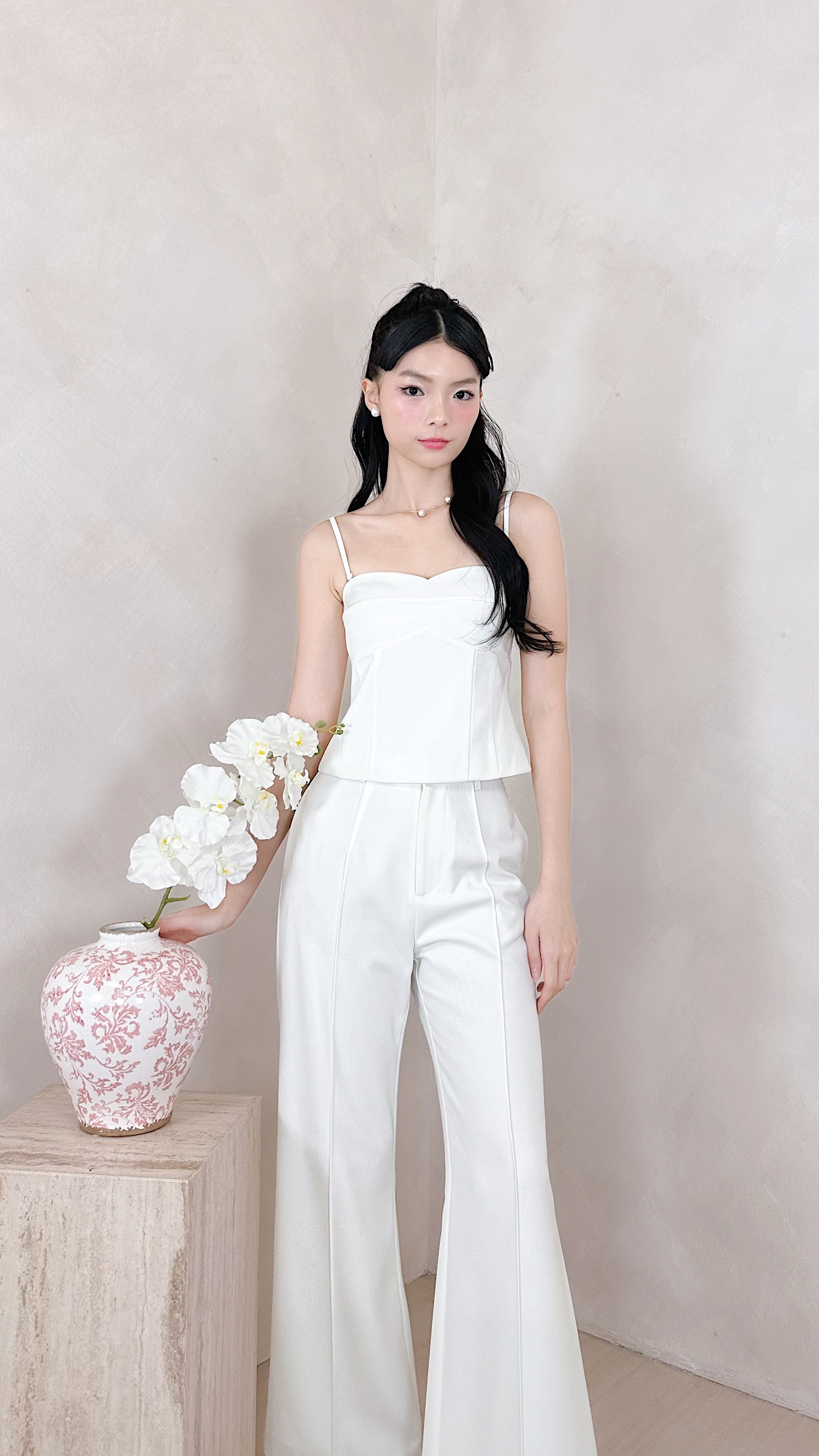 Hanna Panel Peplum Top in White | Mikayla