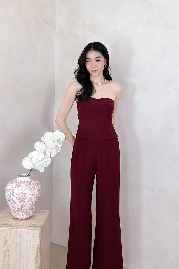 PX3642 Hanna Clasp Straight Leg Pants in Maroon