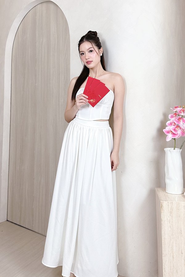 *Petite* Elias Midi Skirt in White